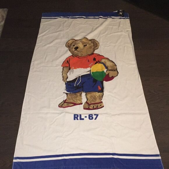 Big new Polo Bear Basket Beach Boy w/Ball Mens style Towel Ralph Lauren NWT - Picture 1 of 3